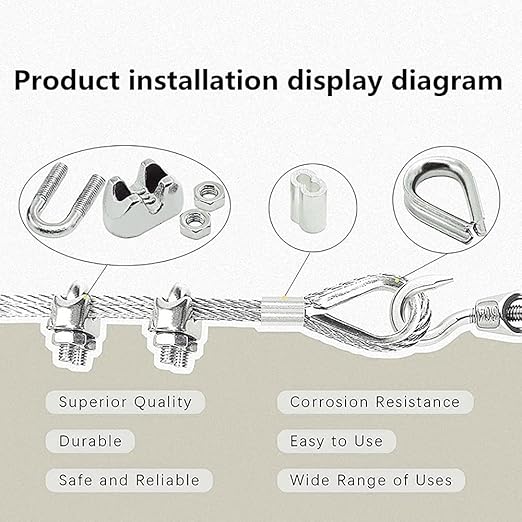 1/16 Inch 304 Stainless Steel Wire Rope Kit - 100ft 7x7 Strand Core Vinyl Coated Aircraft Cable with Turnbuckles for Outdoor String Lights Hanging, Garden & Guy Wire Support