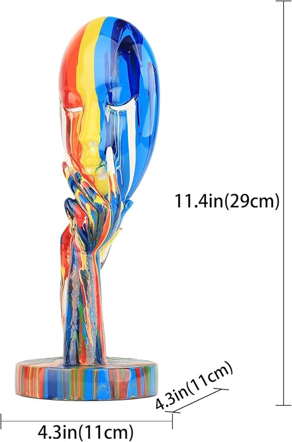 suruim Simple Creative Colorful Female Face Art Statue Thinker Sculpture Abstract Character Crafts Ornament Home Office Bedroom Living Room Study Decoration (Small 11.8x4.3x4.3in)
