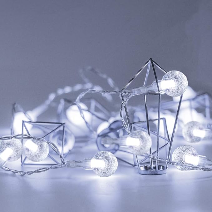 YoTelim Globe String Lights Battery Operated ，2 Pack 26.2FT 60 LED Cool White Water Proof Crystal Ball Outdoor String Lights with Remote Control for Home, Patio,Party, Christmas, Garden Decor