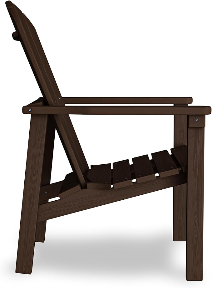 Stackable Adirondack Chair, HDPE Outdoor Patio Chair - Durable and Space Saving, Suitable for Porches, Lawns or Garden, Coffee