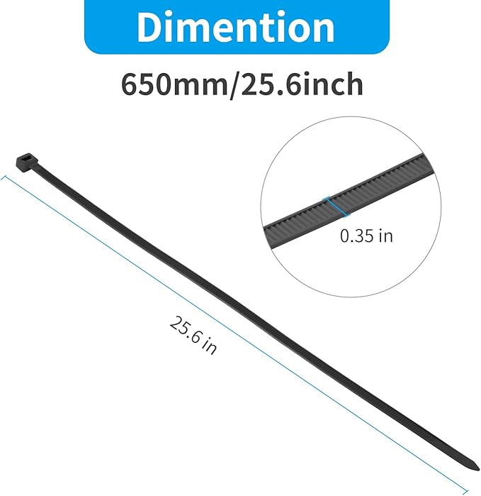 XINGO 26 inch White Zip Ties Heavy Duty 100 Pack, 200 lbs Ultra Strong Plastic Wire Ties, Large Cable Ties Extra Long Tie Wraps, Indoor and Outdoor UV Resistant