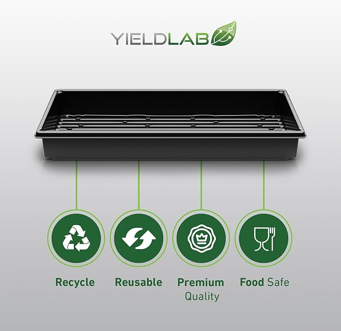 10x20 Inch Black Plastic 50 Pack Plant Propagation Tray – Growing Trays for Garden, Planting, Seedling, Soil & Hydroponic Horticulture - Microgreen Trays Grow Plants - No Drain Holes