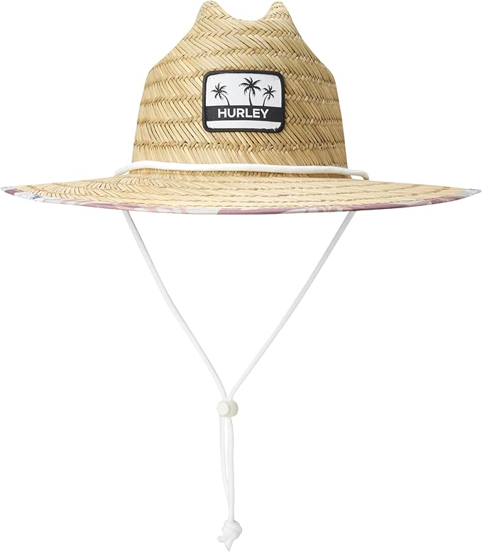 Hurley Women's Straw Hats - Real Straw Hat Medium Brim and Adjustable Chin Strap