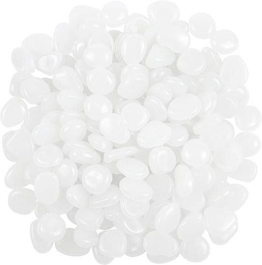 OSOPOLA 150 PCS Glow in The Dark Rocks - White Luminous Stones Fish Tank Accessories Turtle DIY Decor Pebbles for Fairy Garden Yard FD05WH150