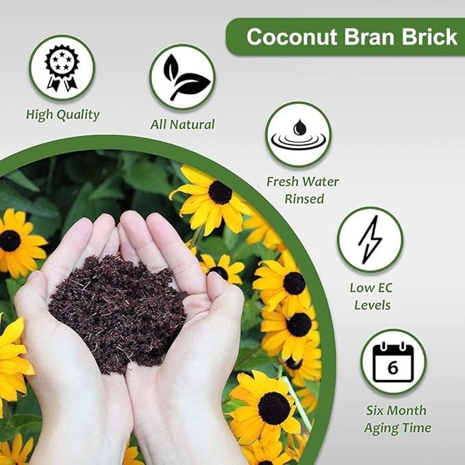 Premium Coco Coir Brick, 11Lbs High Nutrient Compressed Coconut Soil, OMRI 100% Organic Low EC & PH Balanced Potting Soil for All Plants Gardening, Hydroponics and Reptile Substrate 2-Pack