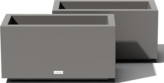 Veradek Block Series Long Box Planter - Large Rectangular Planter for Indoor or Outdoor Patio/Porch | Durable All-Weather Use with Drainage Holes | Modern Décor for Tall Plants, Flowers or Shrubs