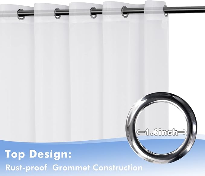 HolidayIdeas White Outdoor Sheer Curtains for Patio Waterproof, 4 Panels - 100 x 95 Inch - Extra Wide Voile Outside Curtains Light Filtering Grommet Drapes for Front Porch, Gazebo, Pergola, Backyard