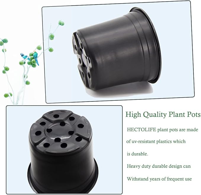 100-Pack 0.5 Gallon Flexible Plant Nursery Pots，Thickened Soft Plastic Seedling Pots,Seed Starting Pot Flower Plant Container for Succulents, Seedlings, Cuttings, Transplanting(Black)