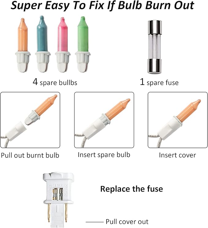 TW SHINE Pastel Easter String Lights, 20FT 100 Count Incandescent Connectable Mini String Lights, Waterproof Easter Decorations for Indoor Outdoor Patio Party Home Garden Yard Decor