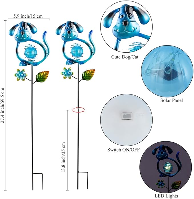 Solar Outdoor Garden Lights,27.4''H Dog Solar Figurine Lights,Waterproof Solar Decorative Garden Stakes for Lawn Patio Pathway, Solar Lights for Outside for Mom,Women,Dog Lovers