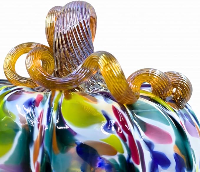 Luke Adams Glass | Handmade Glass Pumpkins | Handmade Table Top Home Decor (Squat, Jewel)