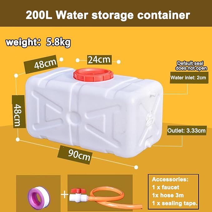 Water Storage Tank for Camping, Plastic Water Containers with Spigot for Emergency Water Storage Household Outdoor Camping Hiking Self-Driving Tour(Size:200L)