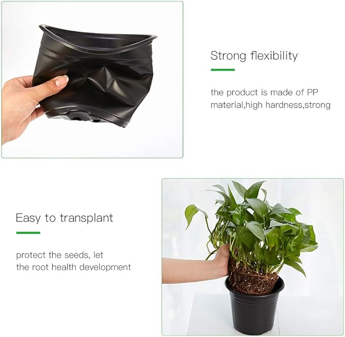 JERIA 100-Pack 0.5 Gallon Plant Nursery Pots, Plastic Pots for Flower Seedling, Flower Plant Container Seed Starting Pot, Come with 100 Pcs Plant Labels(Black)