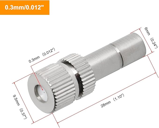 20pcs Brass Mister Nozzles, 6mm Misting Nozzles for Outdoor Cooling System, Landscaping, Air Humidification, Greenhouse Irrigation (without Filter, 0.012"/0.3mm Orifice)