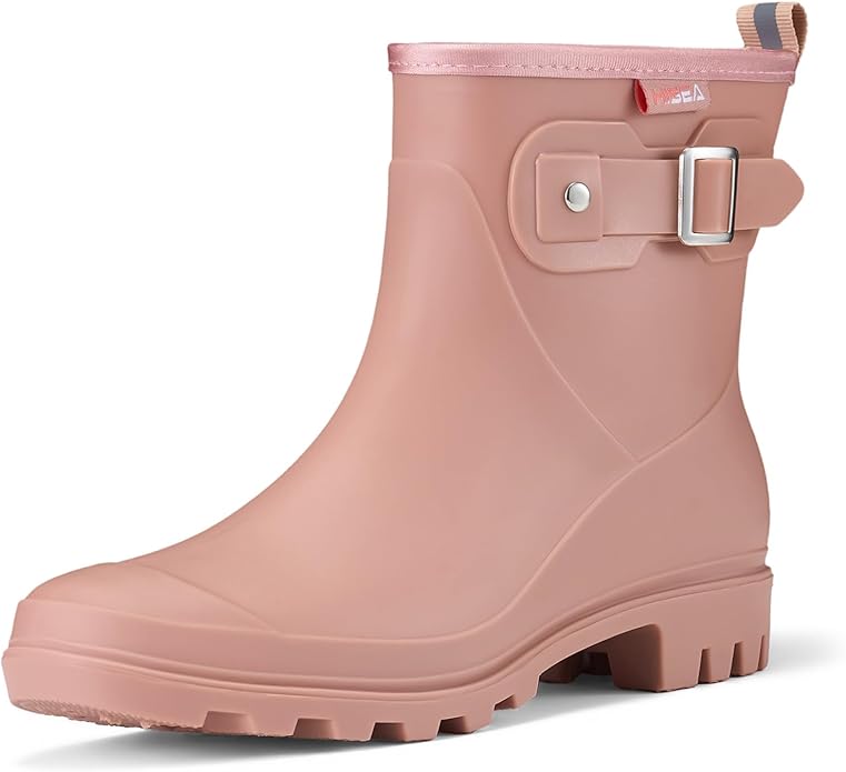 HISEA Women's Ankle Rain Boots Waterproof, Fashion Short Garden Shoes Anti-slip for Women with Comfortable Insole