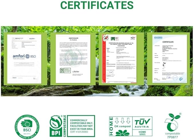 100% Certified Home Compostable Trash Bags, 55 Gallon, 60 Count, 1.5 Mils Extra Thick 38 x 58 Inches, 208 Liter, Compostable Liners, ASTM D6400 EN 13432 US BPI & OK Compost Home Certified