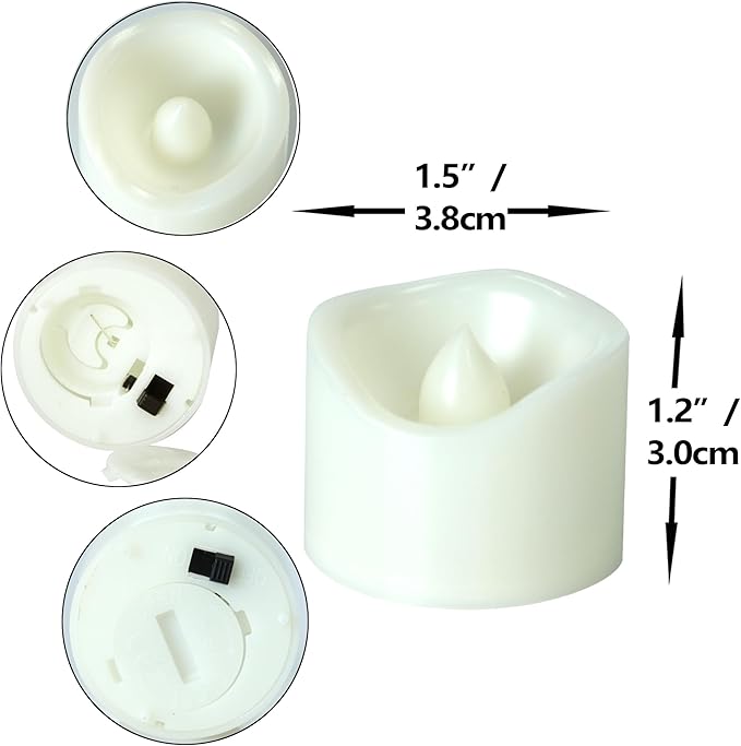 12 Pack Battery Operated Flameless LED Votive Tealight Candles Realistic Flickering Electric Tea Lights Set Bulk Halloween Pumpkin Jack O Lantern Party Wedding Decorations Centerpieces Batteries Incl.