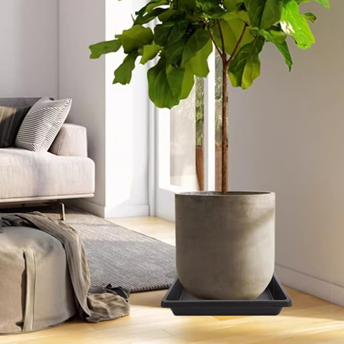 20 Inch Square Plant Saucer 2 Pack, Extra-Deep Large Plastic Plant Saucers, Plant Water Catcher Tray, Flower Pot Saucers, Plant Drip Trays, Saucers for Potted Plants Indoor and Outdoor