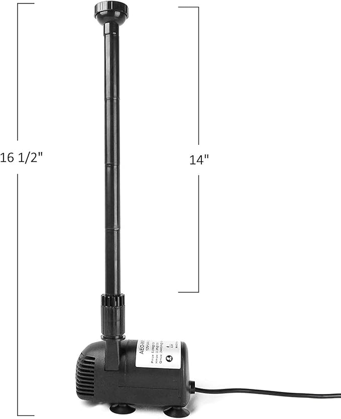 12V - 24V DC Brushless Submersible Water Pump, 410GPH, for Solar Fountain, Fish Pond, and Aquarium