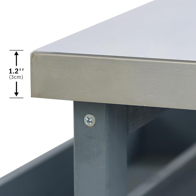 50.25" W Grill Cart with Stainless Steel Tabletop - Outdoor Storage Cabinet for BBQ, Bar Patio Kitchen Island with Ample Storage and Lockable Wheels