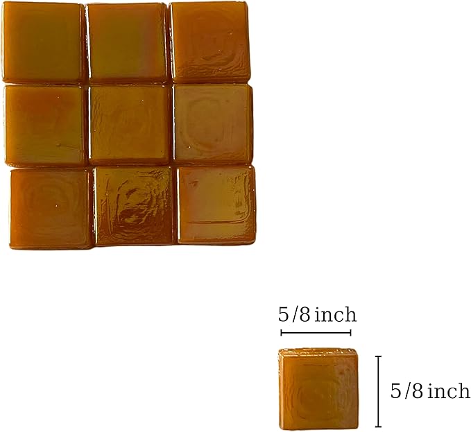 SMEIINIK 1.1lb/500g Square Mosaic Tiles for Crafts Bulk,Glass Tiles for Art Mosaic Projects, Iridescent Stained Glass Pieces for Mosaic Works (WJ93-9)