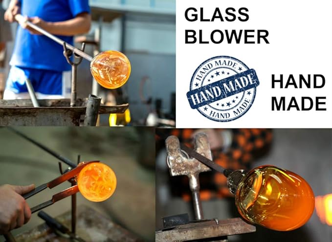 WOSIBO Hummingbird Feeder for Outdoors Patio Large 32 Ounces Colorful Hand Blown Glass Hummingbird Feeder with Ant Moat Hanging Hook, Rope, Brush and Service Card (Blue-Firework)