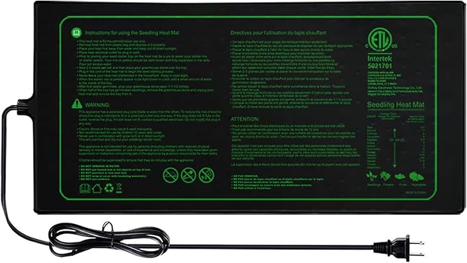 Upgrade 20" x 10" Durable Waterproof Seedling Heat Mat with ETL Certified, Warm Hydroponic Heating Pad for Germination,Indoor Plant Gardening and Cutting, Brewing and Seed Starting Greenhouse