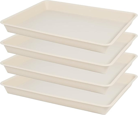 Rectangle Plant Tray, Plant Drip Tray, Plant Pot Saucers, Plant Germination Trays, Plant Saucers, 14.5'' x 11'' x 1.5'' (4 pack), Beige