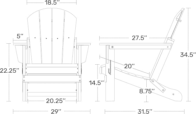 Westin Outdoors Laguna WO Outdoor Adirondack Folding Patio Chairs 8 PCS Set Retro Beach Aesthetic for Backyard, Lawn, Patio, Deck, Garden, Weather Resistant Polyethylene Plastic Lounger (Orange)
