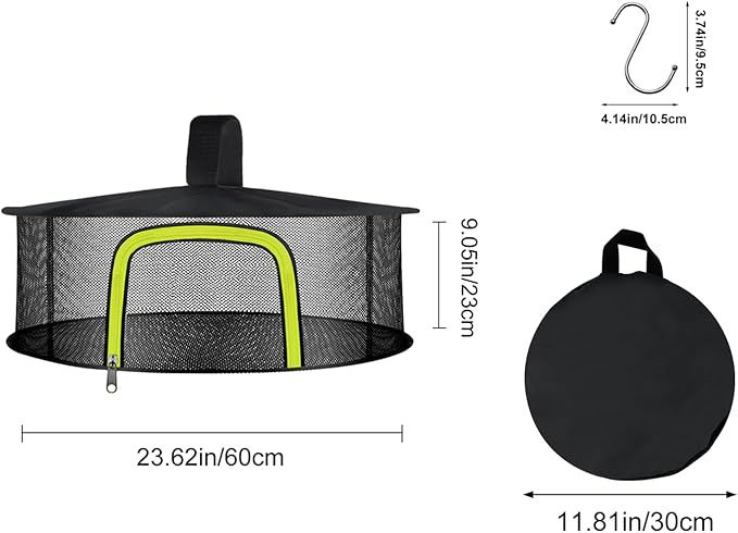 1 Layer Herb Drying Rack, Herb Drying Rack Hanging Mesh, Foldable Bud Drying Net with U-Shaped Zipper, Hooks, for Drying Herbs Plants, Flowers, Fruits, Food, Camping (1 Layer-23.62'')
