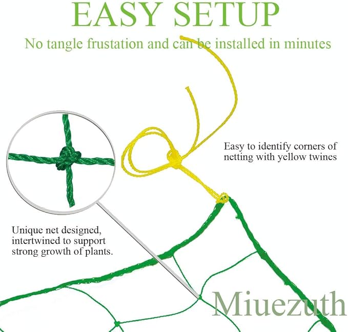 Trellis Netting for Climbing Plants - Heavy Duty Garden Trellis Netting for Cucumber, Vine, Fruits & Vegetables Tomato Plants Trellis Net, Climbing Vining Plants (1-Pack 24.6' x 6.6'Ft)