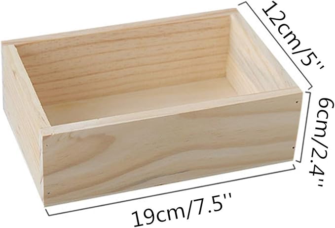 2 Pcs 7.5" × 5" × 2.4" Natural Wooden Succulent Planter Plant Container Box Window Boxes Rectangular Flower Pot Storage Box for Indoor Outdoor Home Venue Decor