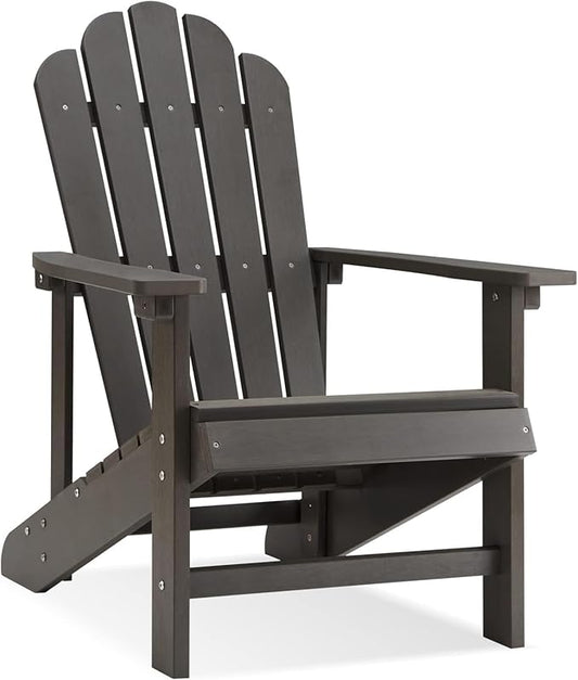 Psilvam Classic Adirondack Chair, Standard-Sized Poly Lumber Fire Pit Chair, 350Lbs Support Weather Resistant Patio Chairs for Garden, Party, Beach(Grey)
