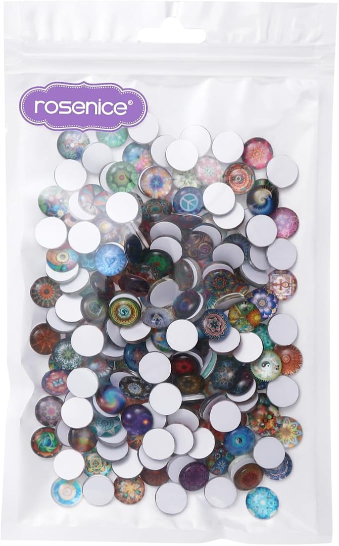 200pcs 12mm Mixed Round Mosaic Tiles for Crafts Glass Mosaic Supplies Flat Marbles,Glass gems for Crafts,Glass Tiles for Jewelry Making