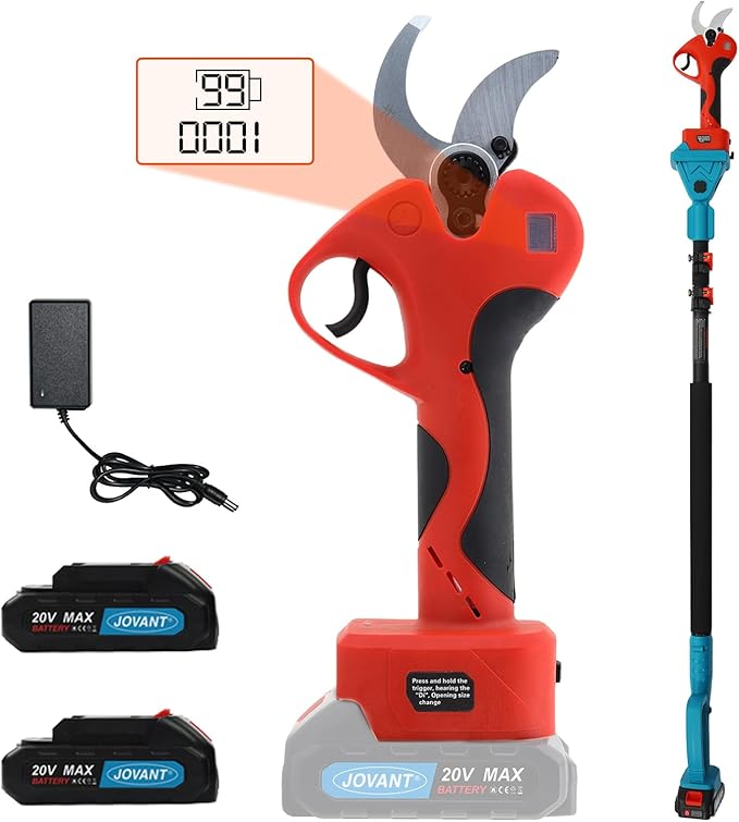 Pole Electric Pruning Shears with Portable Bag.Pole 1.6Inch(4CM) Electric Pruner for Tree Trimming Pole Tree Trimmer with 2Pcs 2000mAh Batteries(Jovant)