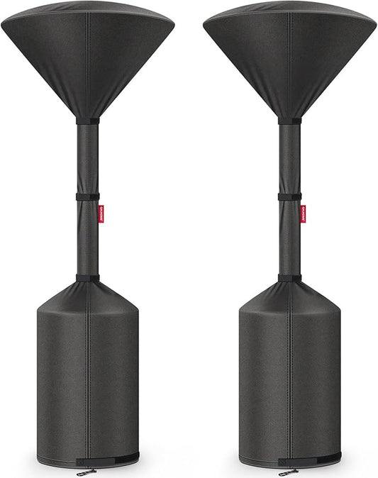 QH.HOME Winter Patio Heater Covers, [2025 Upgraded Tear-Resistant Fabric] Waterproof with Robust Zipper ,Height fit 87"-92",Dustproof/Wind/Sunlight/Snow-Resistant, 2 Pack-Black