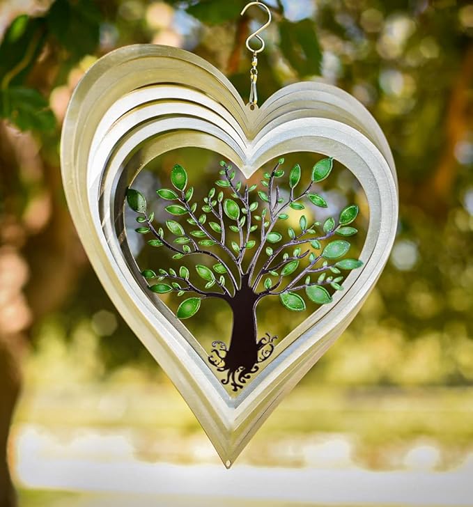 Heart Wind Spinners for Yard and Garden, Metal Ornaments for Garden Décor, Outdoor Wind Spinner, Heart Décor Gifts, Outdoor Garden Decoration, Heart Gifts for Women by ISEO (12 inch)
