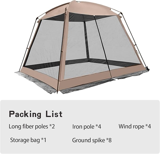 11x11 Ft Screen House Tent - Instant Pop Up Mesh Canopy Shelter with Waterproof & Sunshade Roof, Easy Setup for Camping, Backyard, Beach, Picnic
