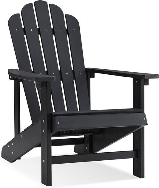 Psilvam Classic Adirondack Chair, Standard-Sized Poly Lumber Fire Pit Chair, 350Lbs Support Weather Resistant Patio Chairs for Garden, Party, Beach(Black)