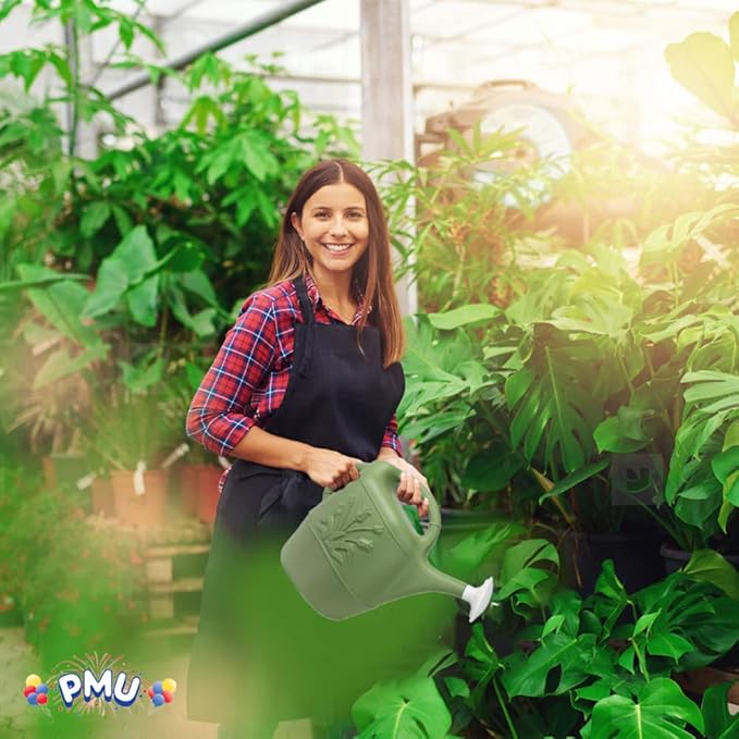 PMU 2 Gallon Watering Can - Garden Watering Can for Indoor & Outdoor Plants - Plastic Water Can with Detachable Sprinkler Head - Large Water Pot, Made in USA - Sage Green Pkg/1