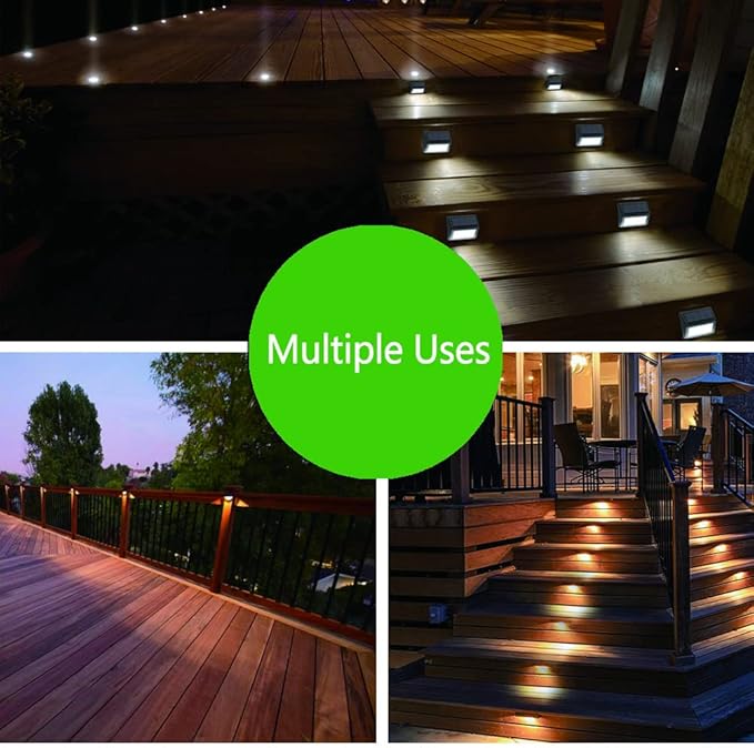 Solar Lights Outdoor, Waterproof Solar Powered Deck Step Lights for Patio Garden Backyard Garage Driveway Pathway Outside Wall Lighting (Cool White/4 Pack)
