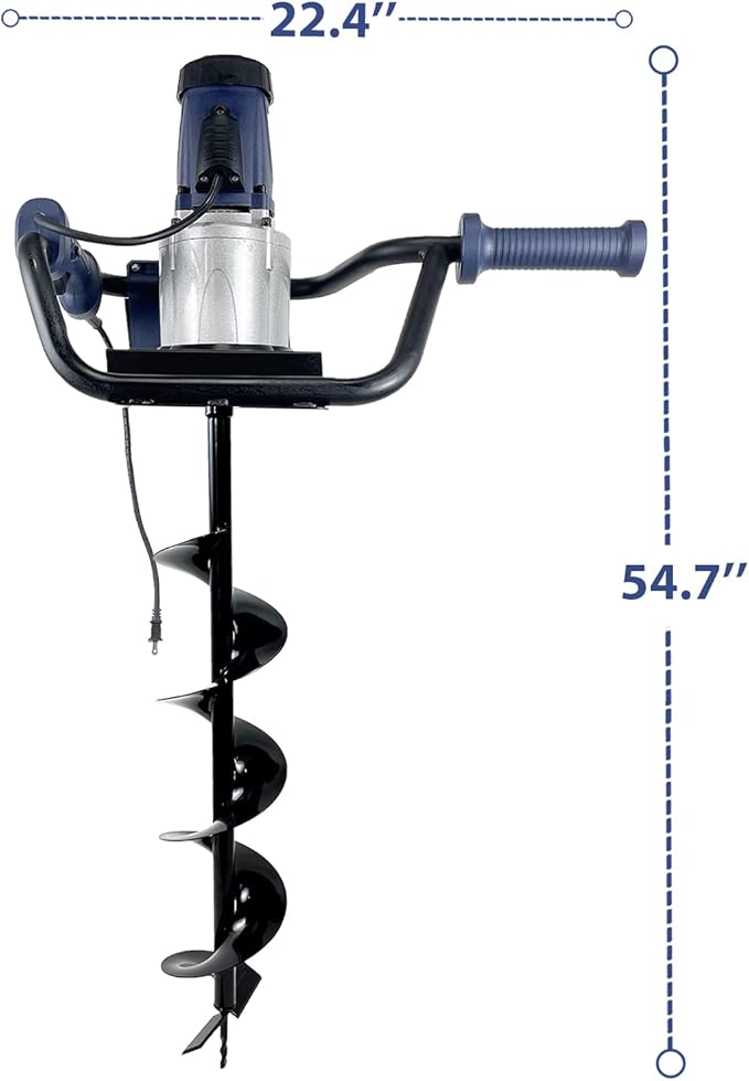 JACKCHEN 1500W Electric Post Hole Digger, Earth Auger with 6 inch Auger Drill Bit, Earth Auger Post Hole Digger Electric, Ideal for Post Hole Digging, Drilling, Tree Planting, Blue