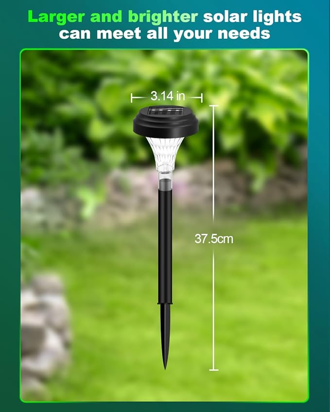 Solar Pathway Lights 12 Pack, Outdoor Solar Garden Yard Light RGB Color Changing+Warm White IP67 Waterproof, Solar Powered Garden Lights for Walkway Yard Backyard Lawn Landscape