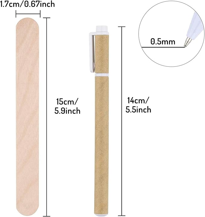 Whaline 200Pcs Wooden Plant Labels Waterproof Round Head Plant Sign Tags Birch Wood Plant Label Eco-Friendly Garden Markers for Seed Potted Herbs Flowers Vegetables with 2 Gel Pen, 15 X 1.7 CM