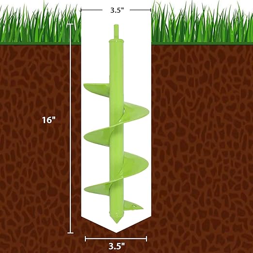 TCBWFY Auger Drill Bit for Planting 3.5"x16",Extended Length Garden Auger Spiral Drill Bit for Planting Bulbs Flowers,Planting Auger for Drill Post Hole Digger for 3/8”Hex Drive