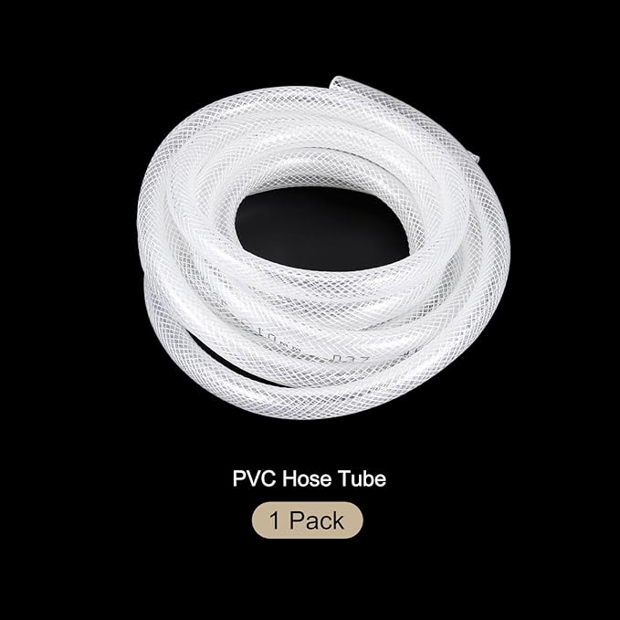 3/8" x 1/2" Braided Clear Plastic PVC Tubing 10ft High Pressure Flexible Reinforced Vinyl Tube, [for Garden Irrigation, Water Hose, Fish Tank, Water Transfer] - 9.5x12.7mm