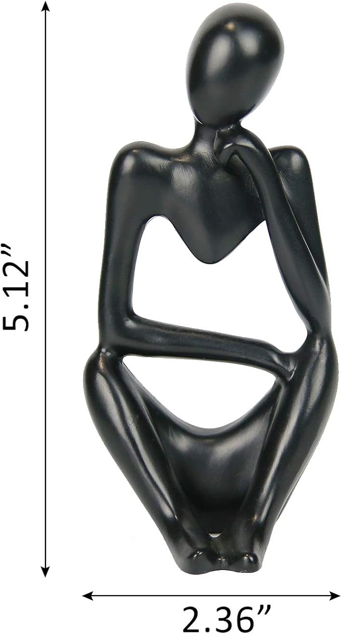 INNOLITES Resin Statue Thinker Style Decoration Abstract Sculptures Collectible Figurines for Home Decor Modern Office Shelf Desktop (Black-Right)