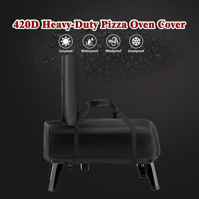 Pizza Oven Cover for Aidpiza Wood Pellet Pizza Oven,Outdoor Heavy Duty Portable Carry Waterproof Gas Pizza Grill Cover and Weather Resistant Oxford Fabric Cover(Black