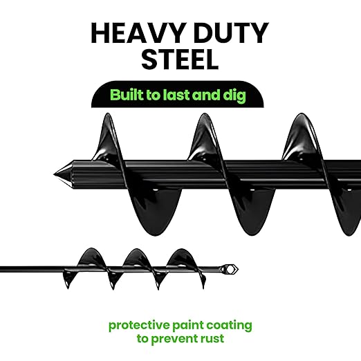 K-Brands Auger Drill Bit for Planting 2 Pack 1.6 x 16 Inch & 3.5 x 16 Inch Set – Garden Spiral Hole and Bulb Planter Tool for Umbrella Holes - Compatible with 3/8 Inch Hex Drive