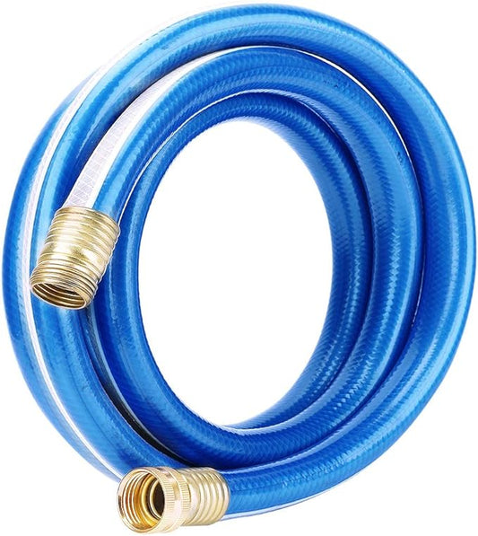 Solution4Patio Short Leader Blue Garden Hose 3/4 in. x 10 ft.-Kink Free, No Leaking, Male to Female Brass/Aluminum Fittings-Heavy Duty Durable Flexible Lightweight Water Pipe for Household &Commercial